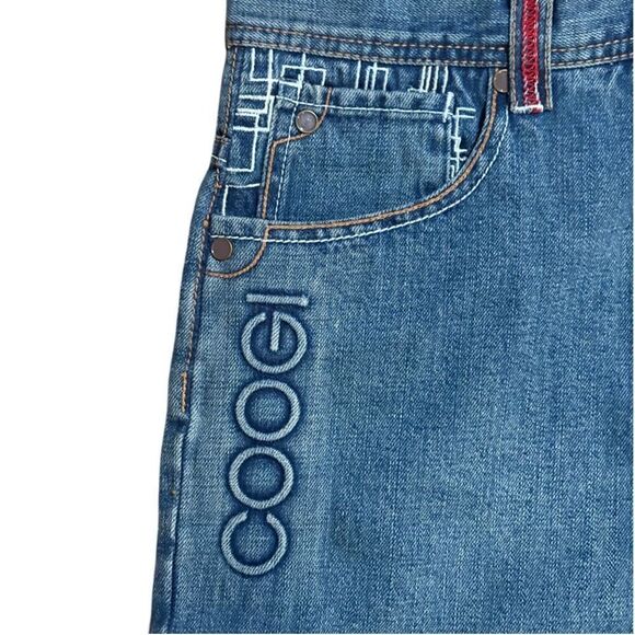 Vintage Coogi Y2K Wide Leg Embroidered Pocket Denim Blue Jeans size 20 - Picture 4 of 14